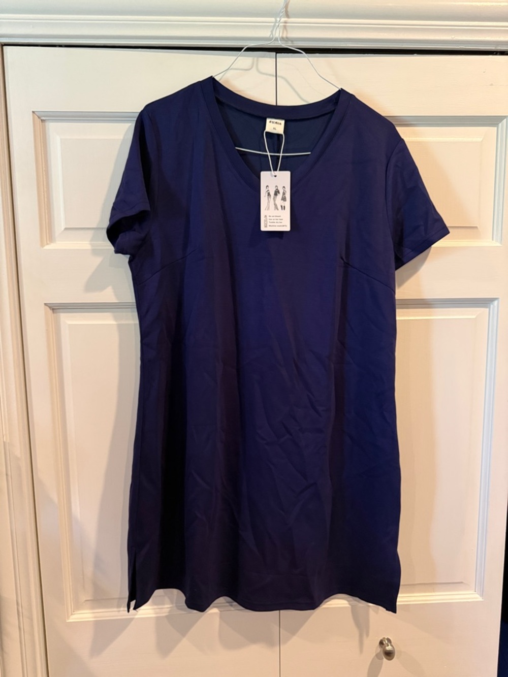Women’s V-Neck Short Sleeve Dress in Deep Navy